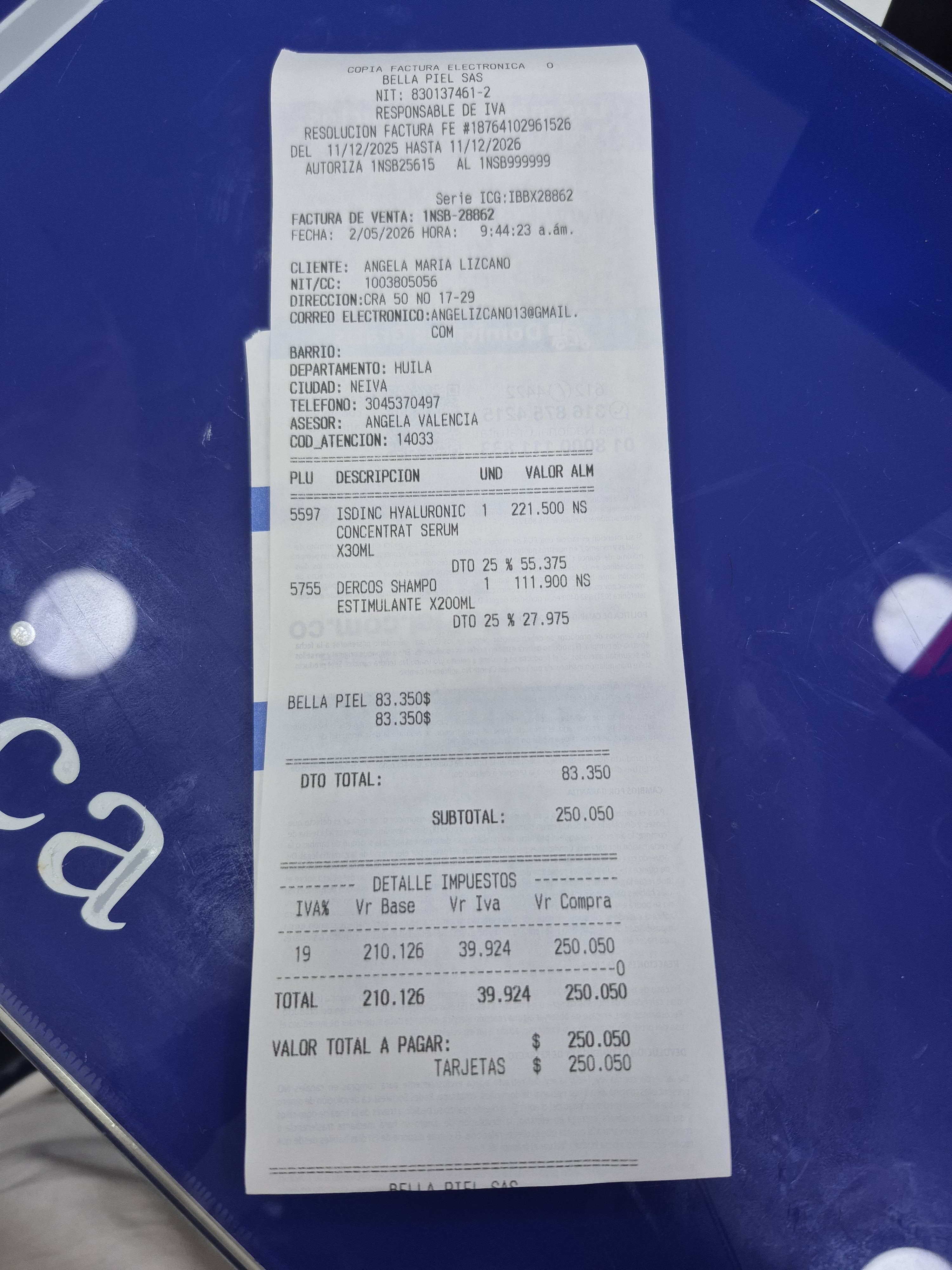 Ejemplo de dónde encontrar el número de factura